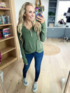 Smile Through It Slub Knit Button Top in Olive