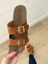 Corkey's Wedge Sandal in Cognac Suede