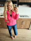 Believe Zip-Up Puffer Jacket in Pink