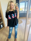 USA Vintage Wash Top in Black Charcoal
