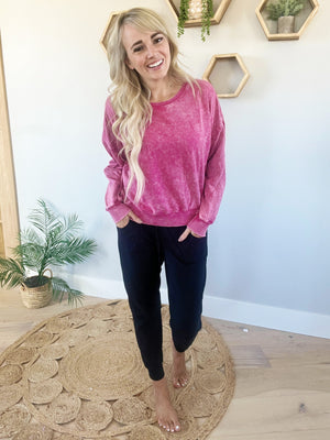 I Belong Here Vintage Wash Pullover in Pink