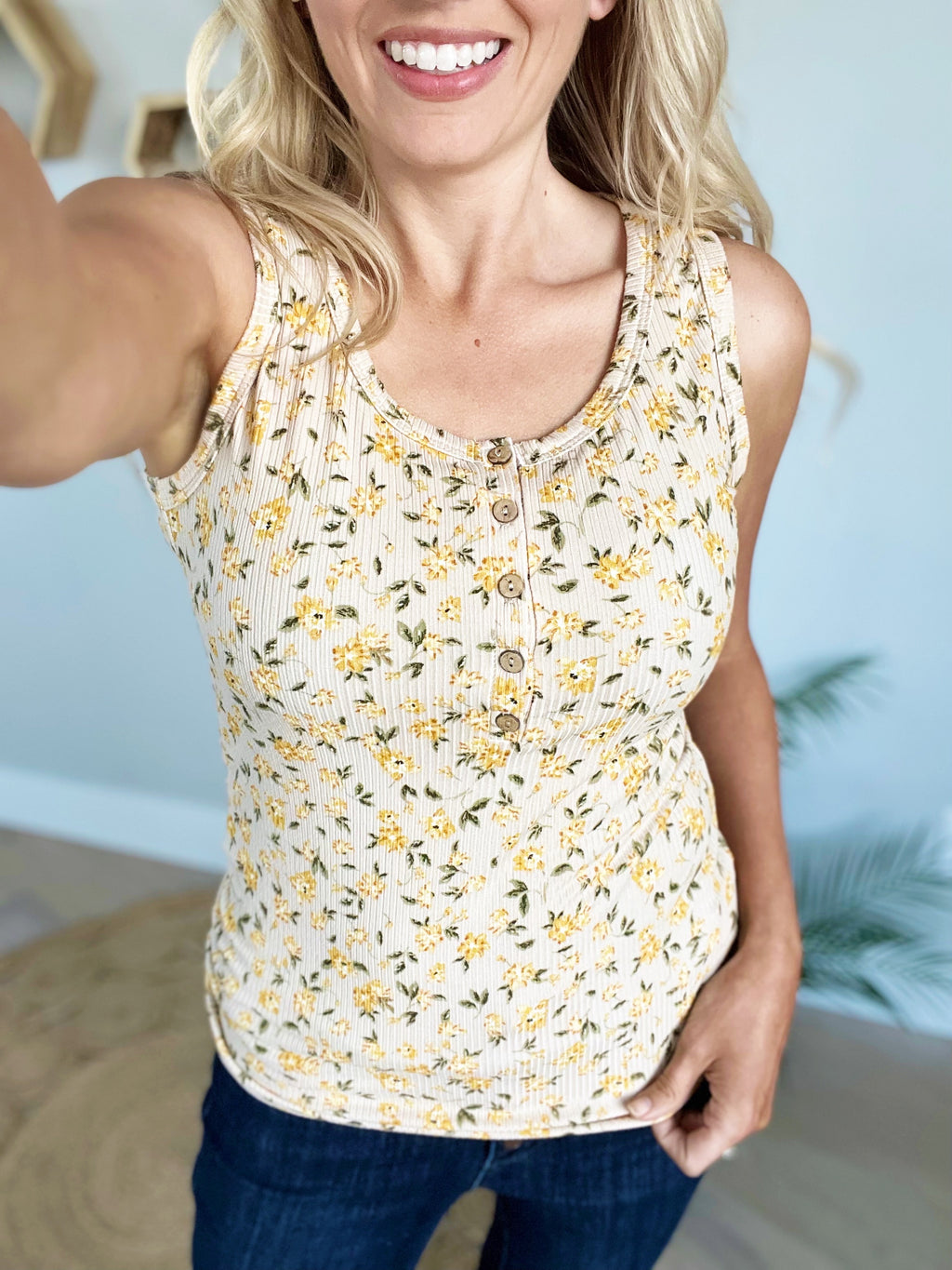 You Know Me Floral Print Tank in Taupe