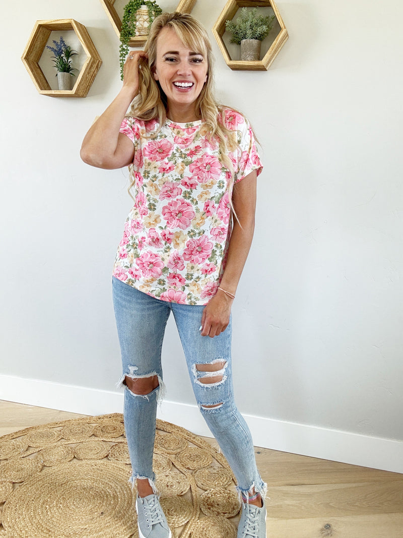 Isn't She Lovely Casual Crew Neck Floral Tee