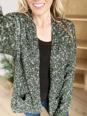 Pick You Up Sweater Cardigan in Marled Forest