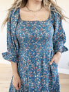 Wildflowers Floral Tiered Midi Dress in Teal