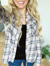 Out Of My Head Flannel Shacket Top in Gray