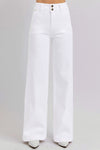 Risen Tummy Control Double Button Wide Leg Jeans