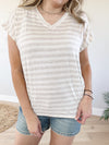 Lifetime V-Neck Cap Sleeve in Oatmeal