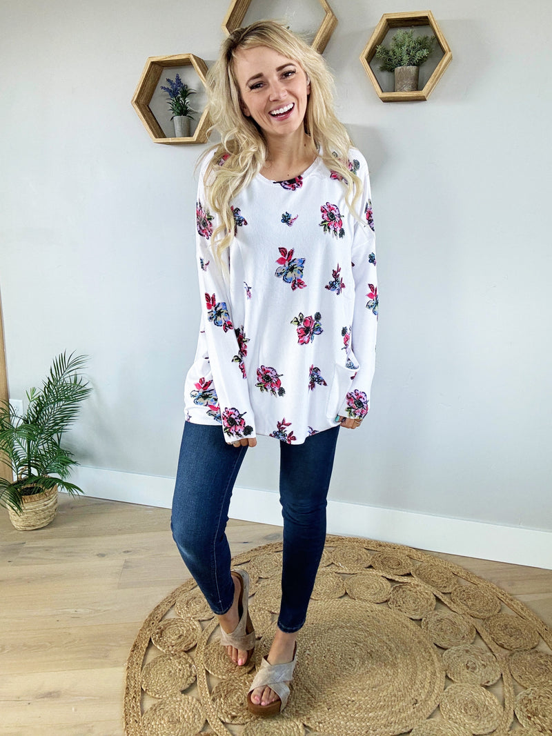 In The Garden Floral Sweater in Ivory