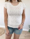 Glam Girl Floral Ribbed Top in Cream