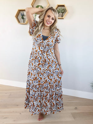 Welcome Back Floral Maxi Dress in Ginger