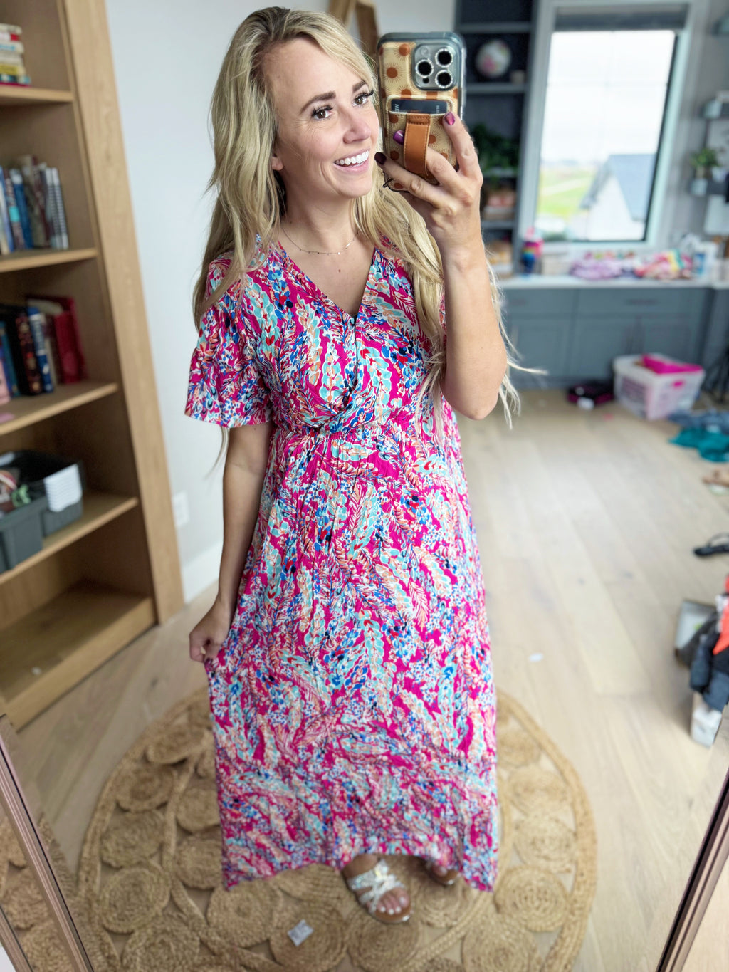 Right Here Multicolored V-Neck Maxi Dress