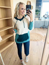 The Best Year French Terry Color Block Hoodie in Teal Combo