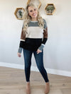 Insta Cute Color Block Pullover Sweater in Charcoal (SALE)