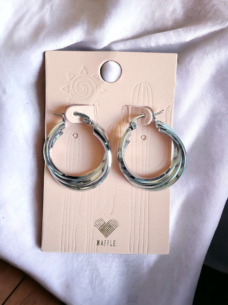 Poppy Silver Hoop Earrings