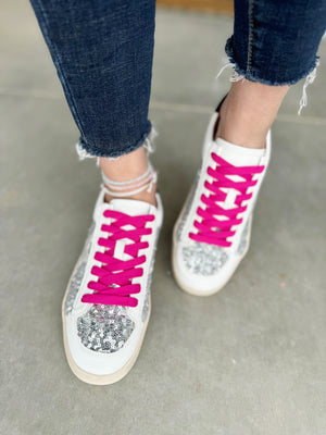 Corky's Another Round Sneakers in Silver Sequins