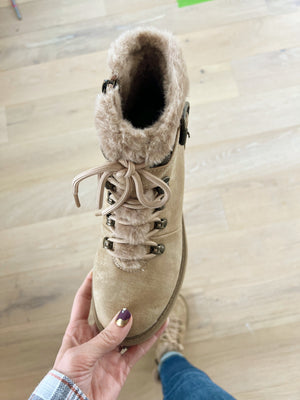Blowfish Next Level Faux Fur Lined Booties in Almond (SALE)