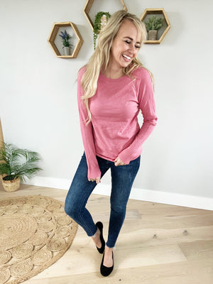 Surprise For You Long Sleeve Sweater in Rose