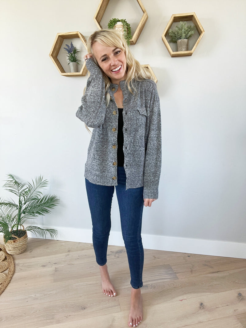 Wanderer Sweater Jacket in Two Tone Gray