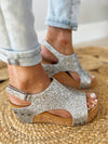 Corky’s Carley Silver Glitter Wedge Sandal
