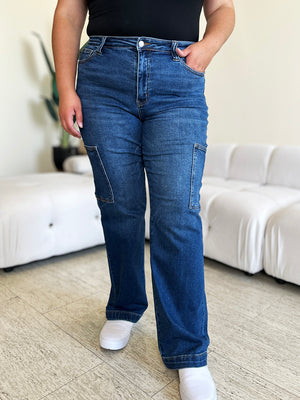 Judy Blue High Rise Straight Cargo Jeans