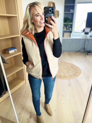 Independent Reversible Padded Vest in Copper and Cream
