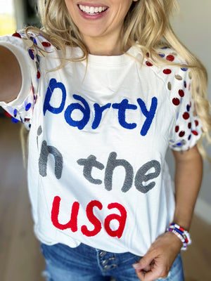 Party in the USA Spangle Puff Sleeves Top