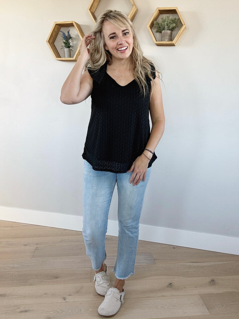 Island Girl Crochet Top in Black