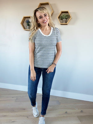 Subtle Storm Striped Short Sleeve in Navy