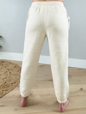 Mono B Angel Fleece Billow Pants in Pearled Ivory