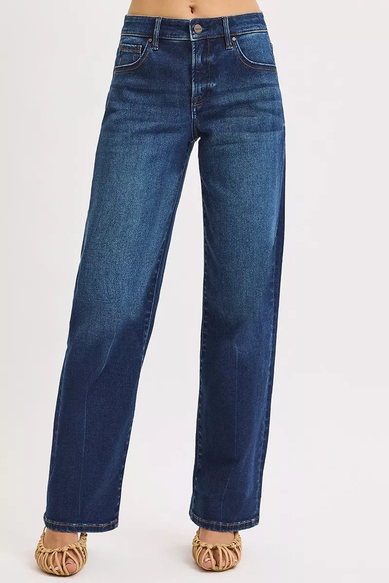 Risen Mid Rise Wide Baggy Jeans