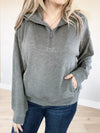 Don't Cry Modal Quarter Zip Pullover in Heather Charcoal