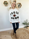 Touchdown Letter Patches Loose Fit Sweatshirt in Black and White