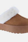 First Prize Thick Bottom Fur Trim Slipper Shoes in Tan