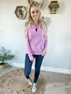 Temptations Melange Baby Waffle V-Neck Long Sleeve in Lilac