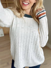 Hopelessly Devoted Speckled Yarn Color Block Pullover in Heather Gray and Teal