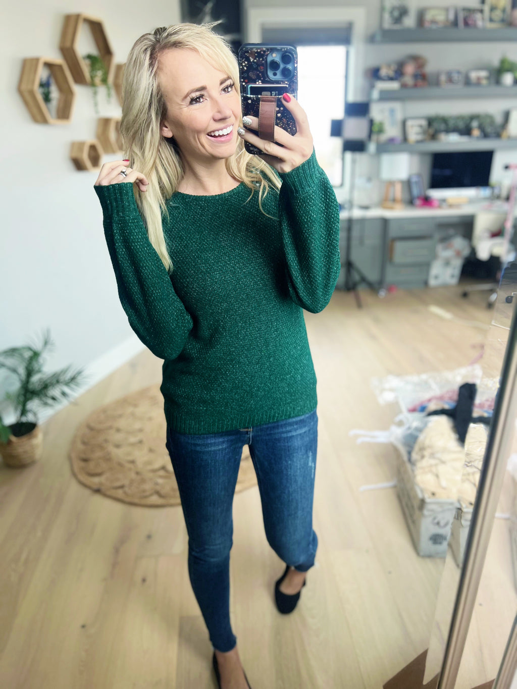 Silence is Golden Sweater in Forest (SALE)