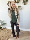 Isn It Magic Color Block Top in Olive and Taupe
