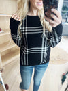 Never Last Checkered Sweater in Black