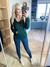 Just Say Yes Full Zip Hoodie in Hunter Green