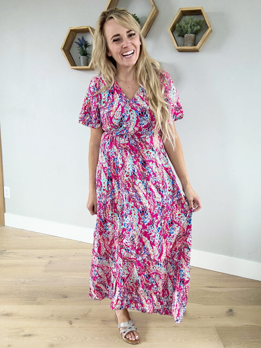 Right Here Multicolored V-Neck Maxi Dress