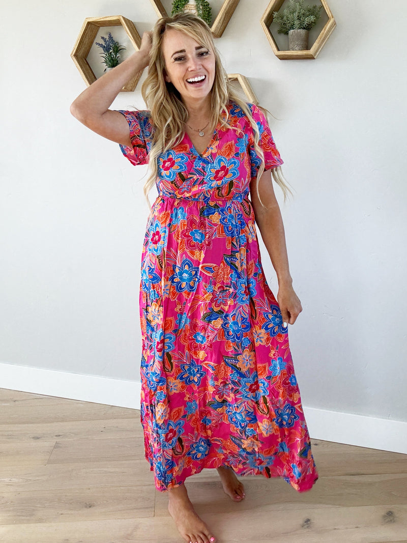 Great Things Are Happening Short Sleeve Maxi Dress (Pink Label)