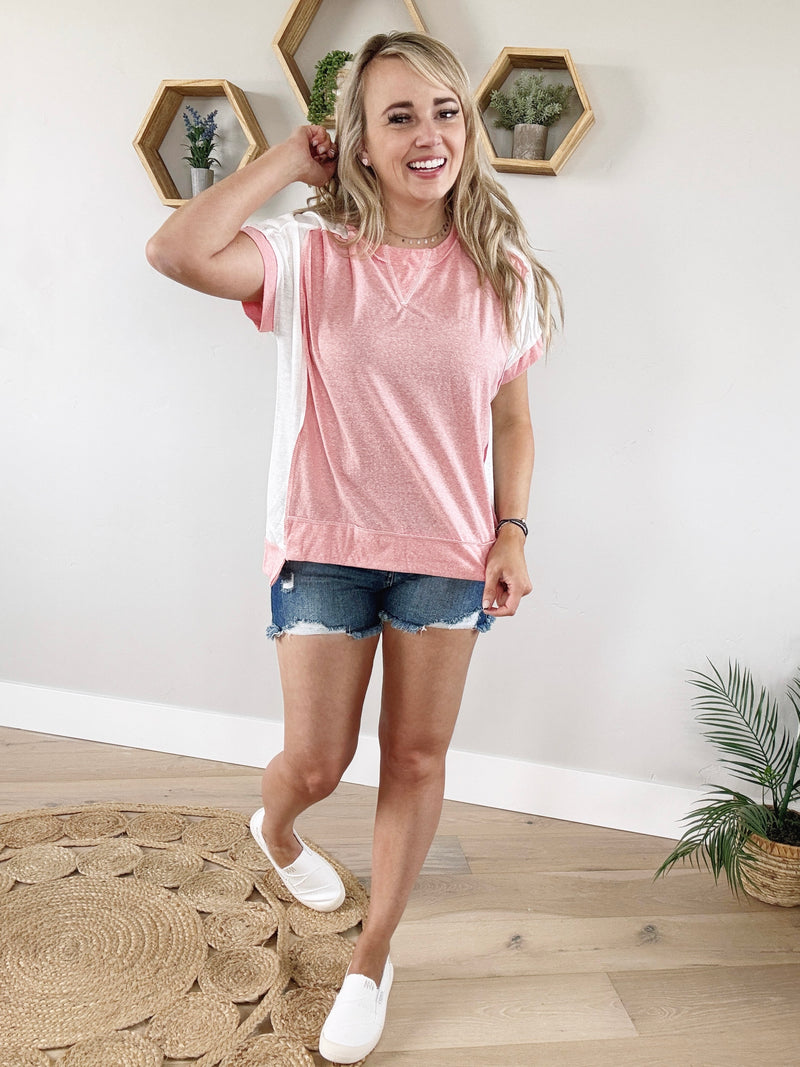 Sunset Short Sleeve Top in Vintage Pink