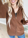 Girlfriend Runaway Full Zip Hoodie in Chocolate