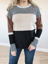 Insta Cute Color Block Pullover Sweater in Charcoal (SALE)