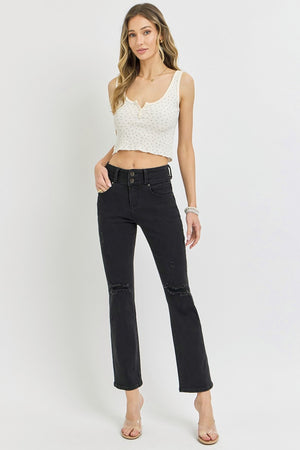 Risen High Rise Wide Waistband Ankle Bootcut Jeans
