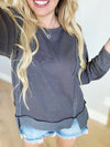 In The End Hi Low Sweater in Charcoal