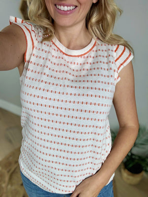Bring On the Day Knit Top in Ivory and Orange