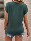 Today's The Day Lace Detail V-Neck Short Sleeve Top (Pink Label)