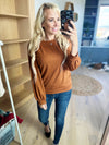 Looking Smart Round Neck Puff Sleeved Top in Caramel